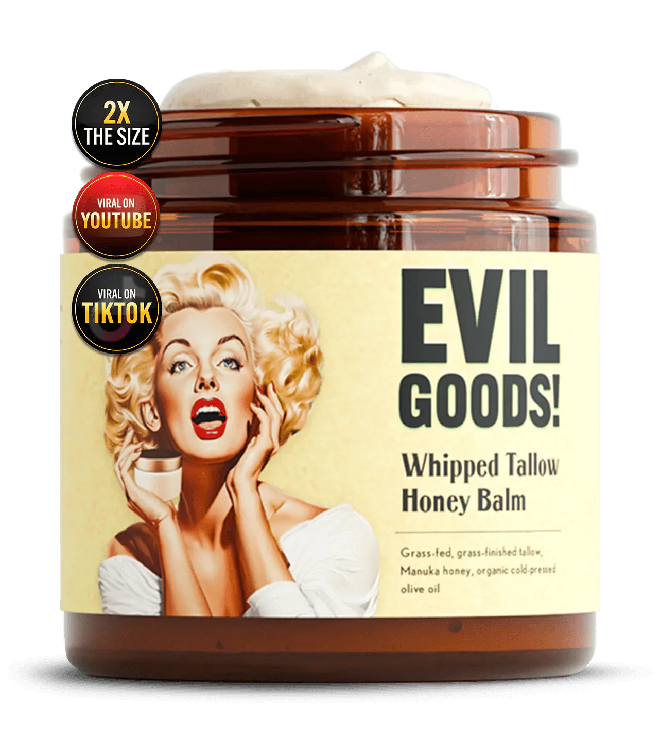 EVIL GOODS! Balsamo di Sevo di Manzo e Miele di Manuka – Crema Viso Biologica, Idratante, Lozione Corpo e Balsamo Labbra (4 oz)