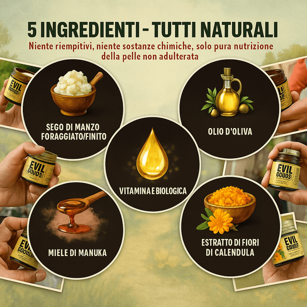 EVIL GOODS! Balsamo di Sevo di Manzo e Miele di Manuka – Crema Viso Biologica, Idratante, Lozione Corpo e Balsamo Labbra (4 oz)