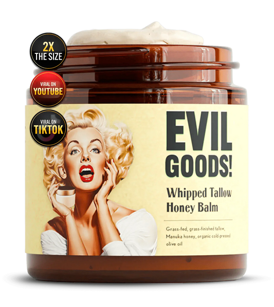 EVIL GOODS! Balsamo di Sevo di Manzo e Miele di Manuka – Crema Viso Biologica, Idratante, Lozione Corpo e Balsamo Labbra (4 oz)